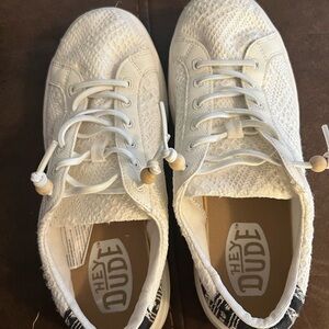 Hey Dude White Lace Texture Casual Shoes